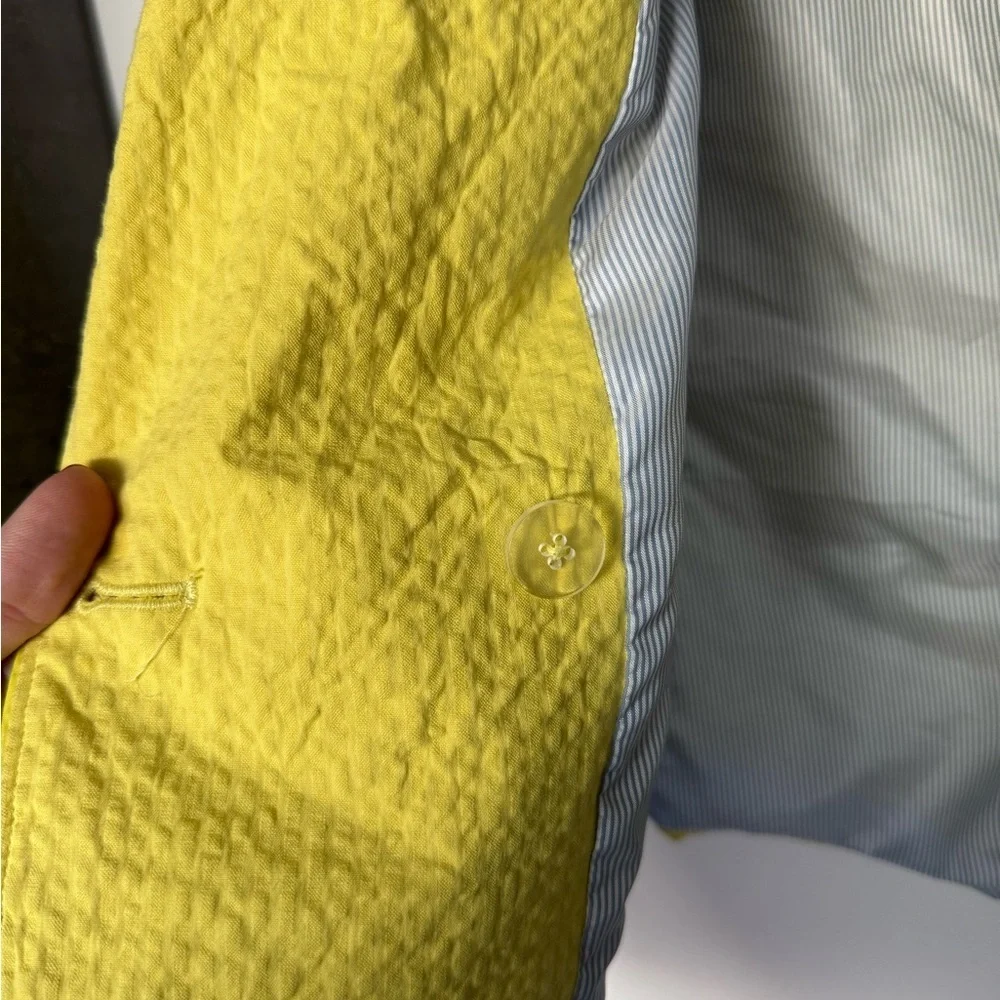 Banana Republic SeerSucker Double Breasted Vibrant Yellow Women's Blazer - Picture 3 of 3